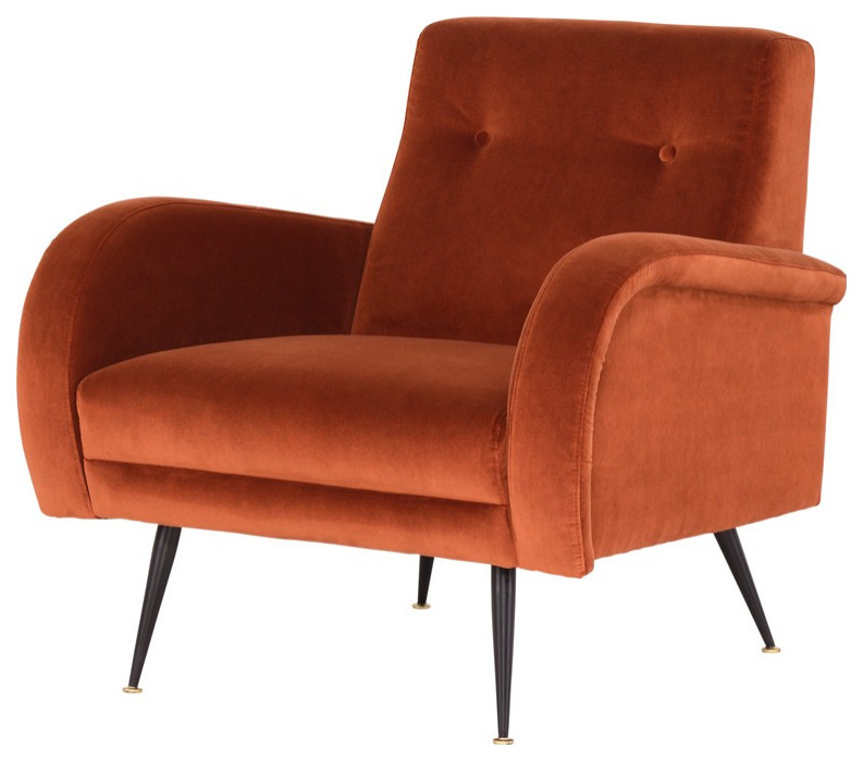 Eunice Occasional Chair Rust Velour   Midcentury   Armchairs And Accent Chairs   by Love Sofa  Houzz