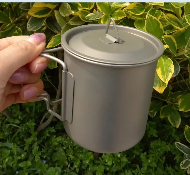 Outdoor Cup Portable Cooking Pot Mug Titanium Coffee Mug Camping accessories Titanium Cup For Picnic Hiking