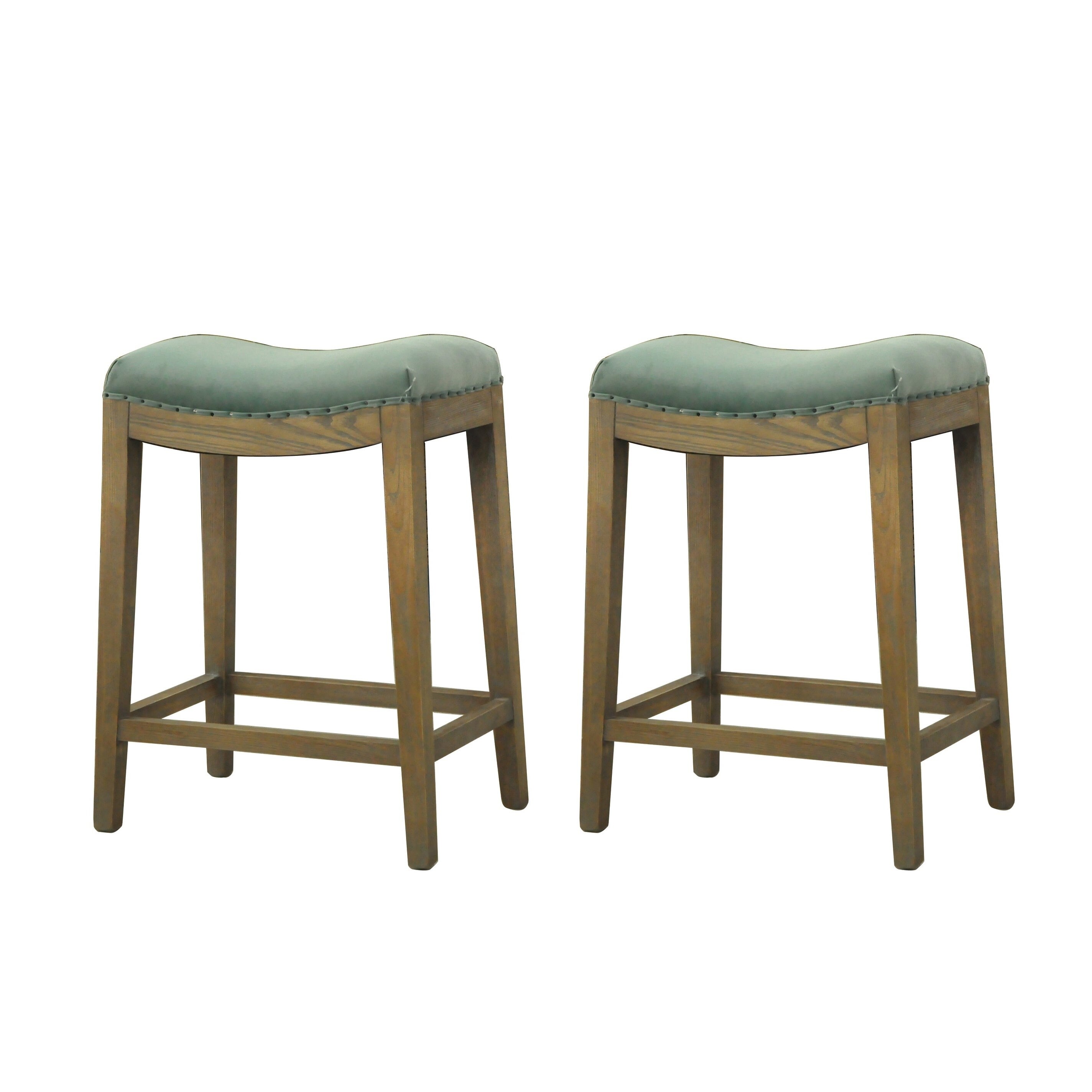 Carbon Loft Batson Blue Velvet French Style Bar Stool (Set of 2)