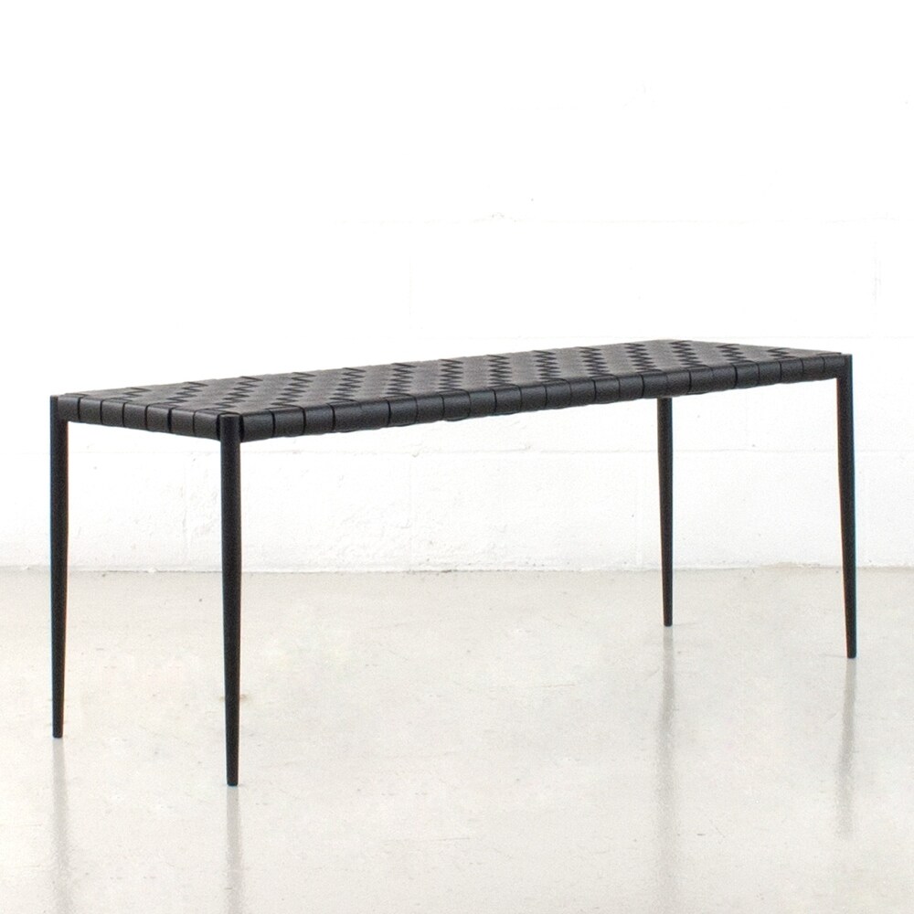 Soho Mid Century Modern Leather Weave Coffee/Bench 28 inches/ 47 inches