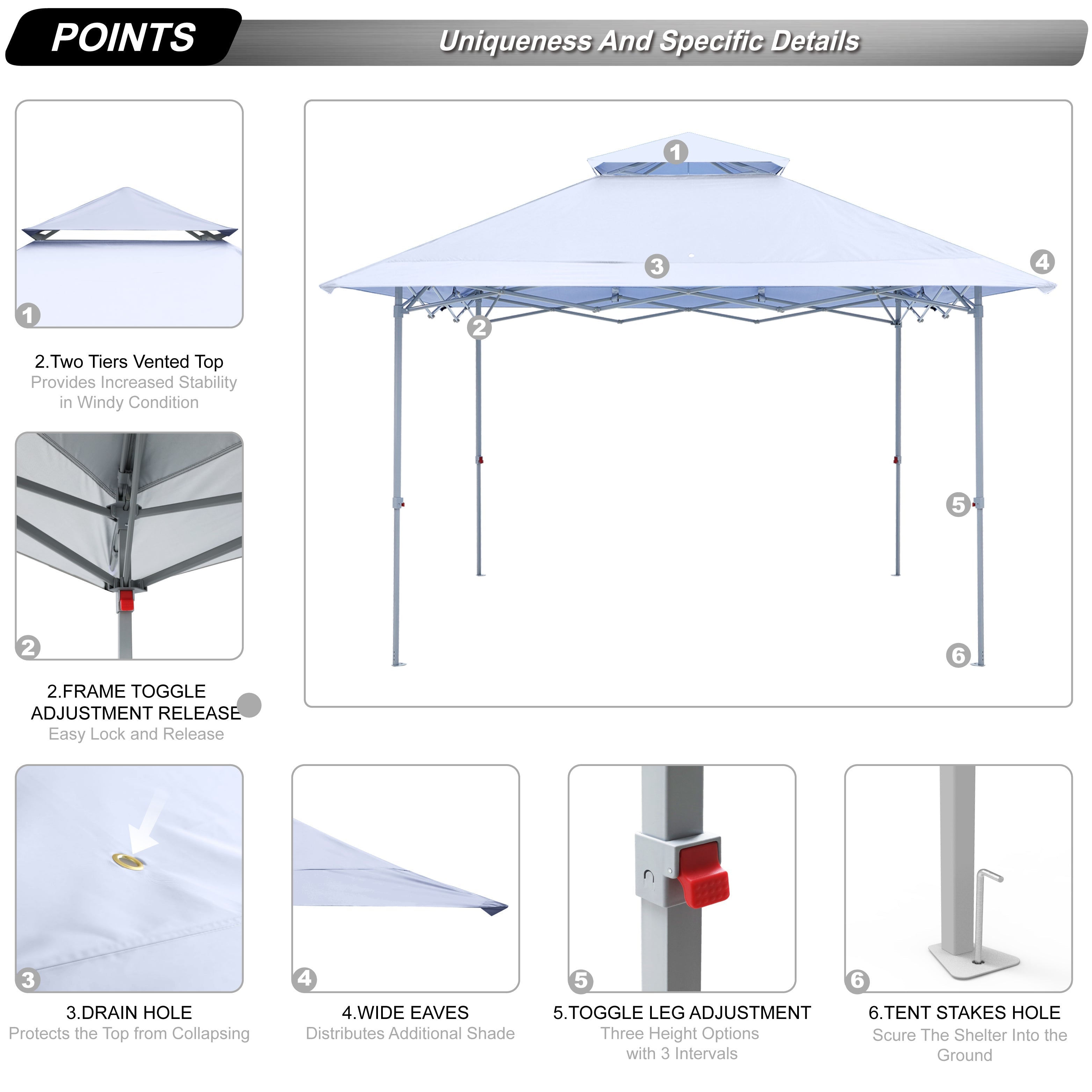 ABCCANOPY 13 ft x13 ft Outdoor Gazebo Pop up Sun Shade Canopy Tent, White