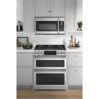 Cafe 30 in. 7.0 cu. ft. Slide-In Smart Double Oven Dual-Fuel Range with Convection and Self-Clean in Stainless Steel C2S950P2MS1