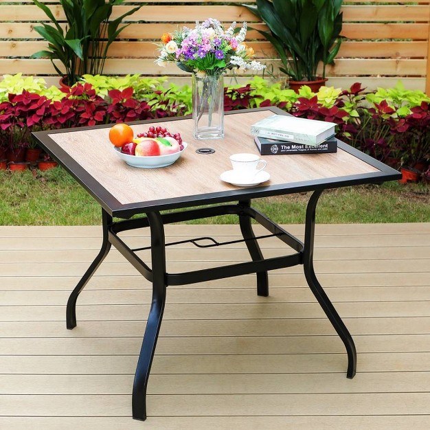 5pc Patio Set With Square Steel Table amp Lightweight Aluminum Frame Sling Chairs Captiva Designs