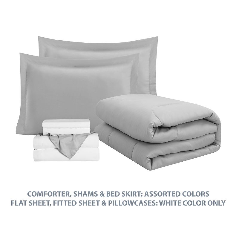 Swift Home Complete Comforter Set with Sheets and Bed Skirt