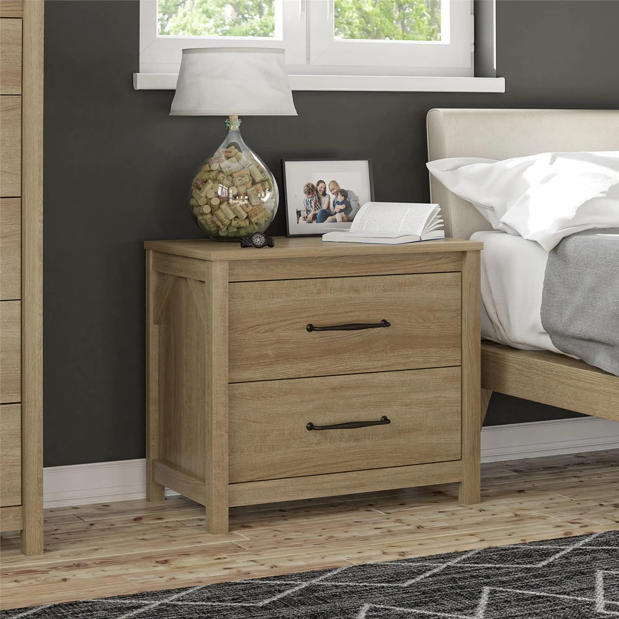 Augusta Natural 2 Drawer Nightstand