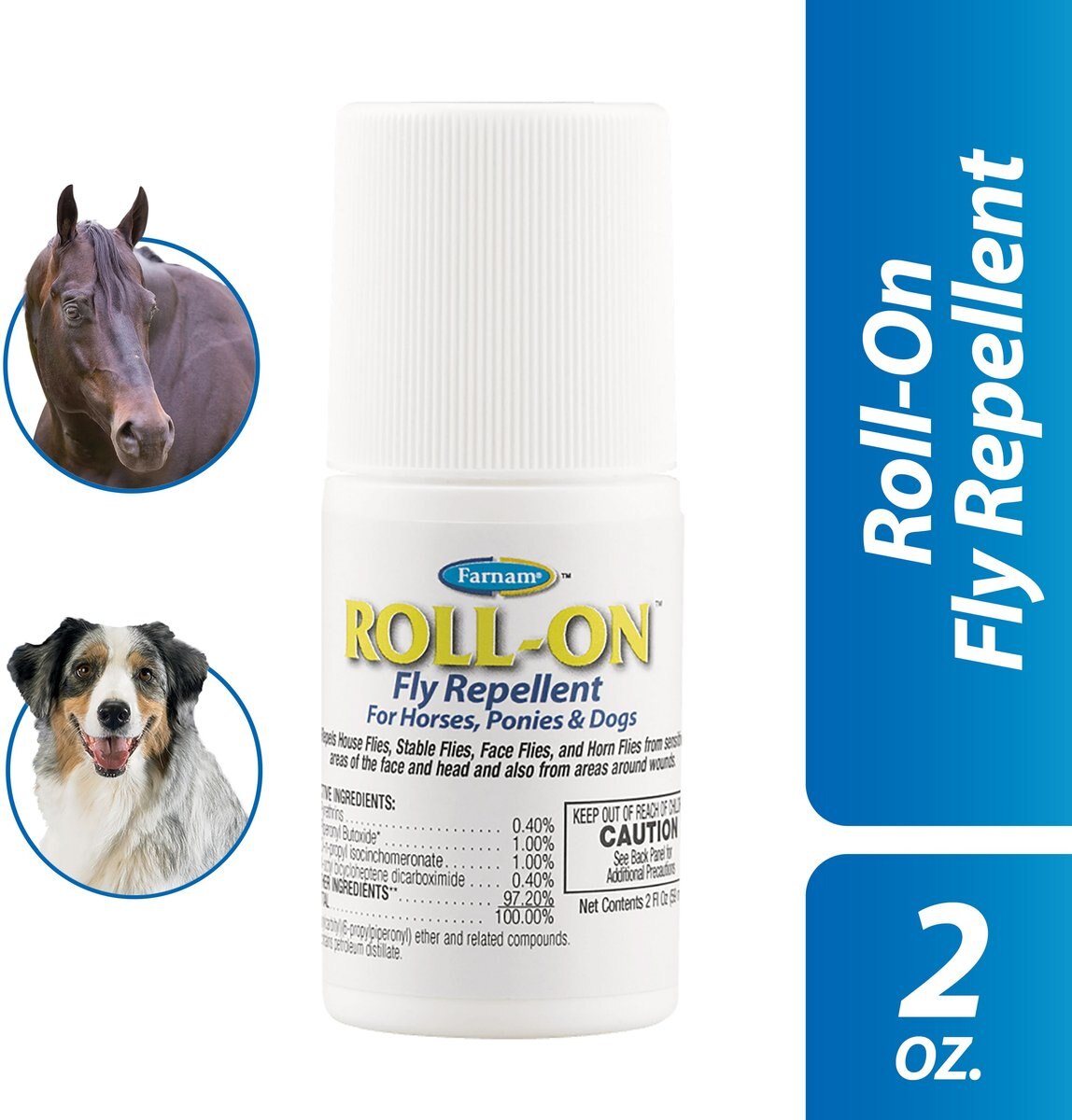 Farnam Roll-On Dog and Horse Fly Repellent， 2-oz bottle