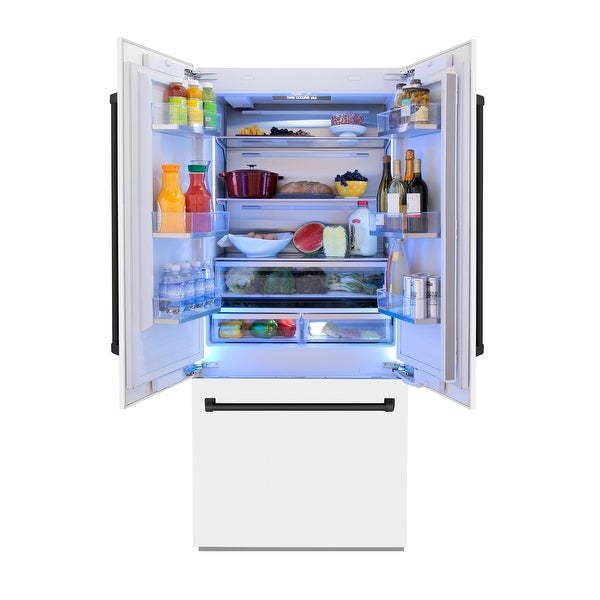 ZLINE 36 in. Autograph Edition 19.6 cu. ft. Built-in 3-Door French Door Refrigerator with Internal Water and Ice Dispenser