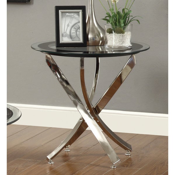 Coaster Furniture Brooke Chrome and Black Glass Top End Table