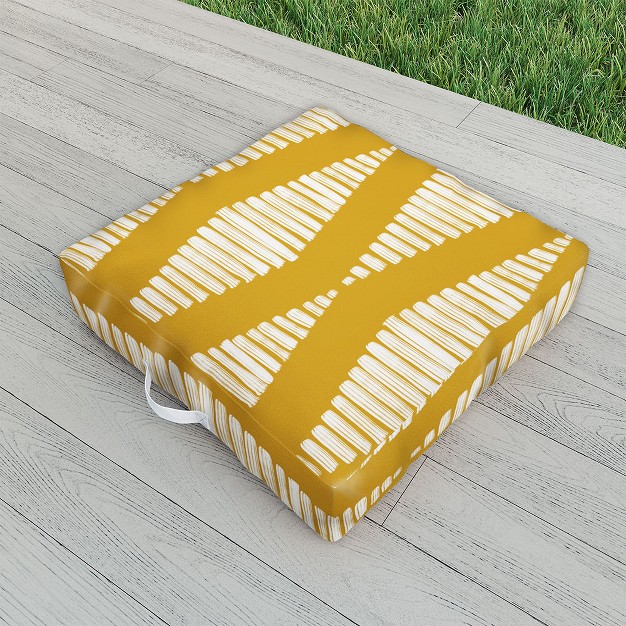 Coastl Studio Acoustic Wave Mustard Outdoor Floor Cushion Deny Designs