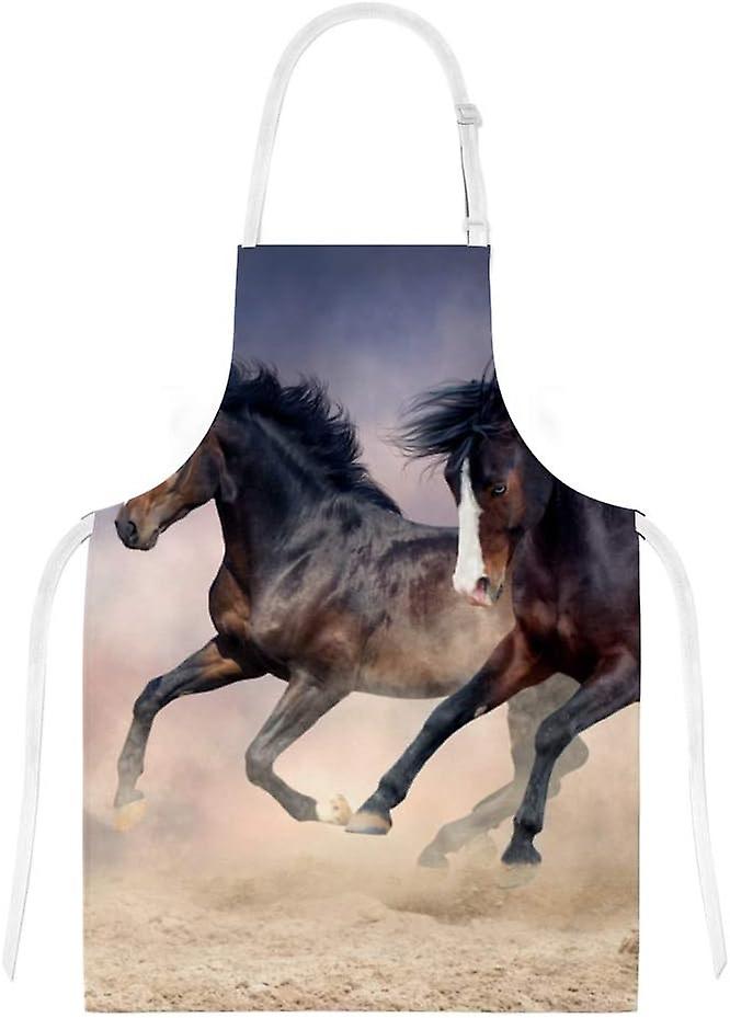 Kitchen Oven Mitts Glove Potholder Apron 3pcs Set Horse Running On The Sand Non Slip Heat Resistant Mitts For Baking Cooking Bbq