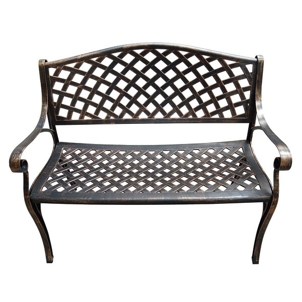 Outdoor Aluminum Modern Black Bronze Grey White Patio Bench Loveseat