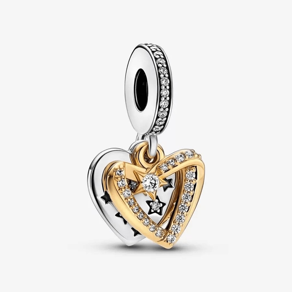 PANDORA  Shooting Star Hearts Double Dangle Charm