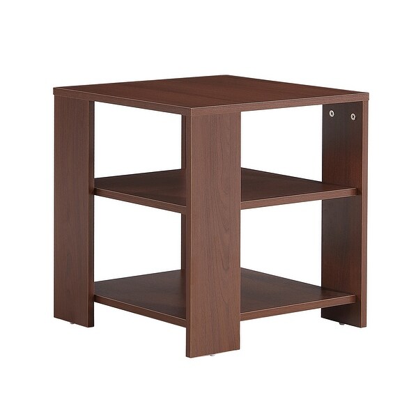 Square wooden Side Table，3-tier End Table