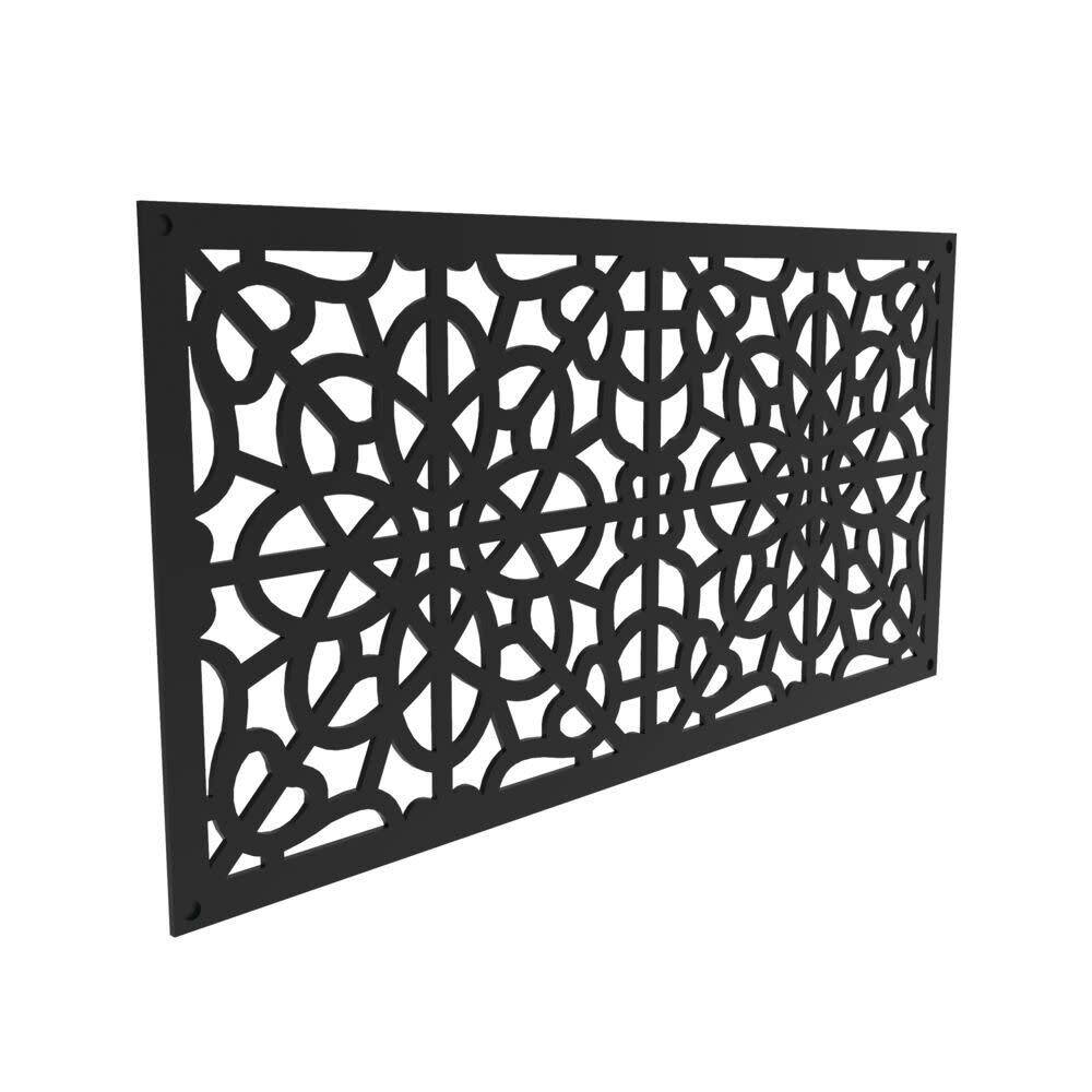 Barrette Outdoor Living 2 ft. x 4 ft. Fretwork Black Polypropylene Decorative Screen Panel 73004786