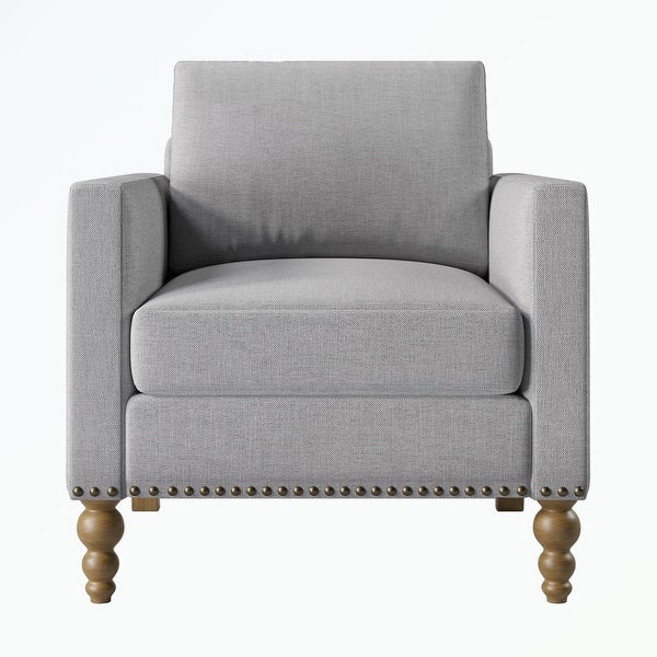 Linen Armchair Accent Chair with Wooden Legs