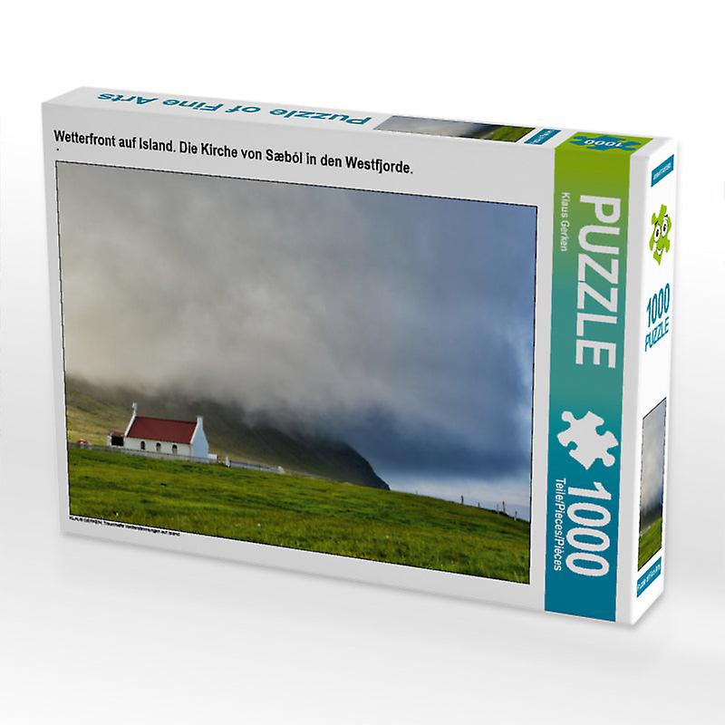 Wetterfront auf island. die kirche von sæból in den westfjorde. - calvendo foto-puzzle