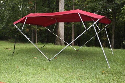 Burgundy Pontoon / Deck Boat Vortex 4 Bow Bimini Top 8' Long， 91-96