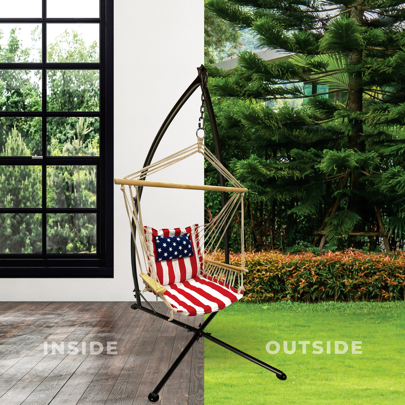 Hanging Chair Stand (Stand Only), Hammock Chair Stand for Indoor Outdoor, Heavy Duty 350 Lb Weight Capacity