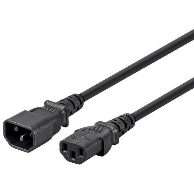 Monoprice 3 prong Extension Cord 6 Feet Black Iec 60320 C14 To Iec 60320 C13 18awg 13a 125v