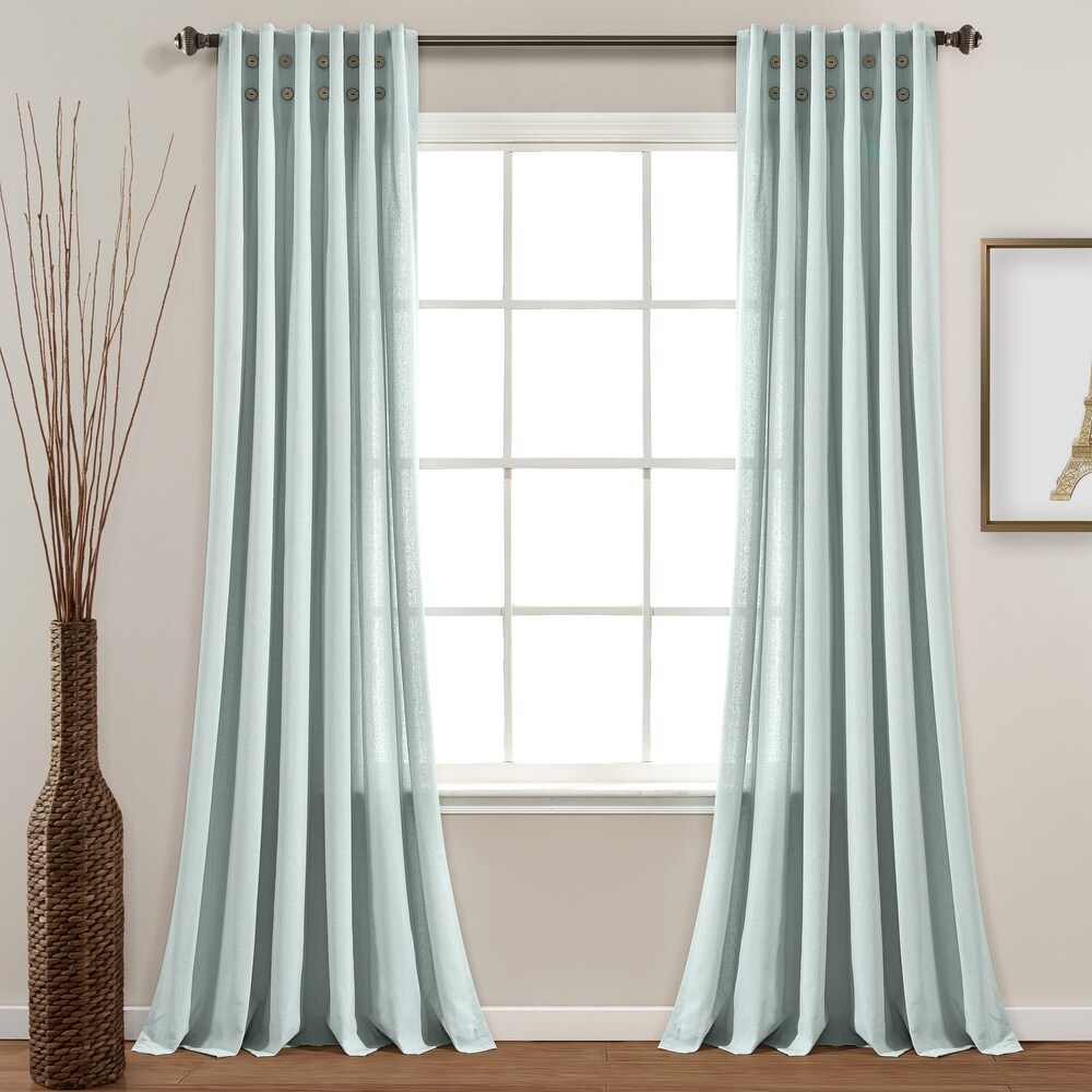 Lush Decor Linen Button Pinched Pleat Window Curtain Single Panel   84\