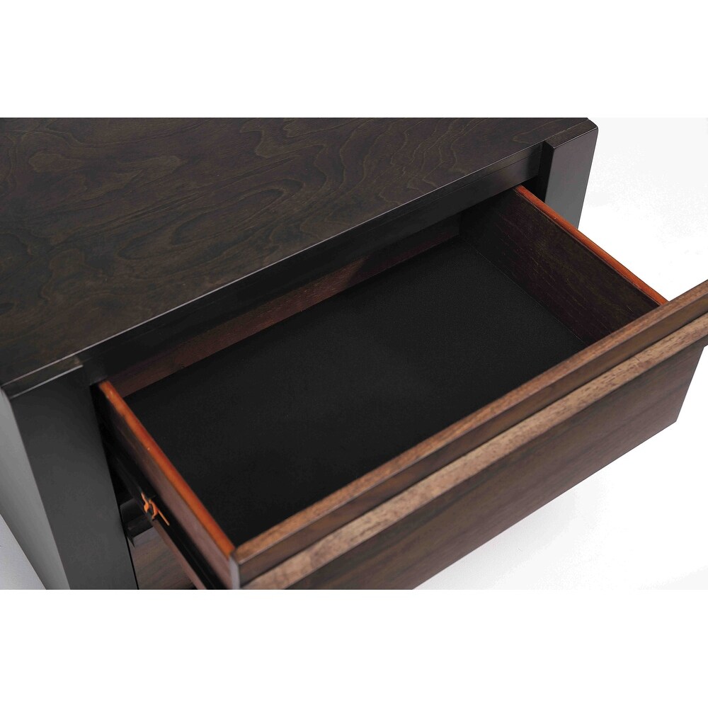 Gracia Walnut and Black Rectangular 2 Drawer Nightstand