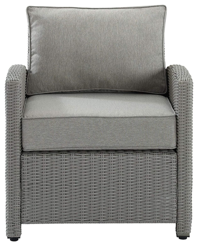 Outdoor Armchair  Weather Resistant Frame With Cushioned Seat   Tropical   Outdoor Lounge Chairs   by Decor Love  Houzz