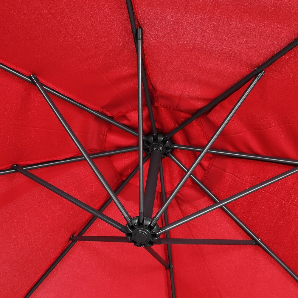 Zenova 10FT Patio Offset Umbrella with 360 Degree Rotation and Cross Base