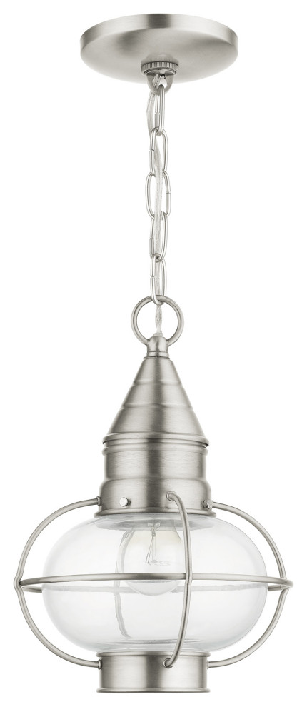 Brushed Nickel Nautical  Farmhouse  Bohemian  Colonial  Outdoor Pendant Lantern   Beach Style   Outdoor Hanging Lights   by HedgeApple  Houzz