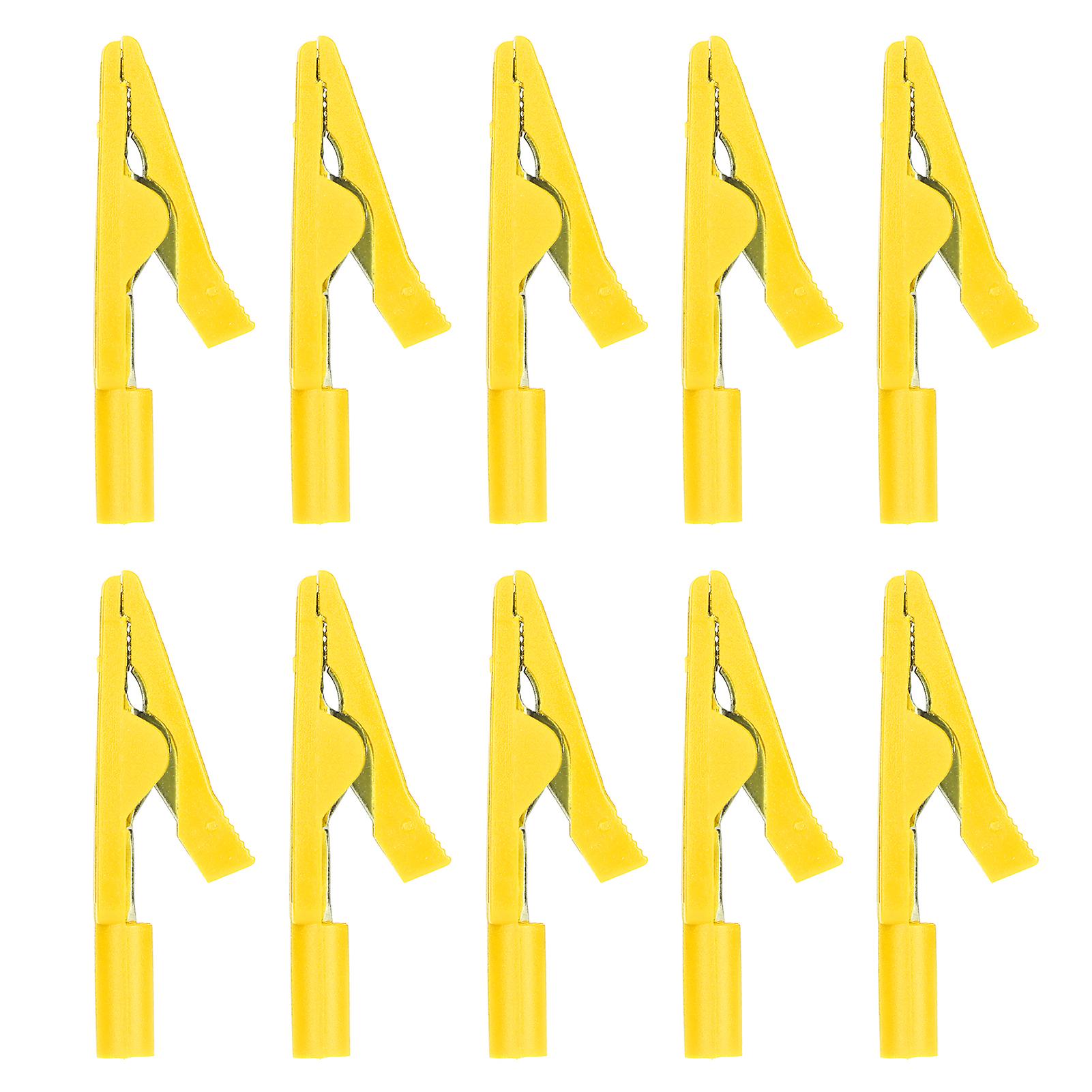 10pcs/set Safety Clip 2mm Banana Jack Rear Testing Clamp Pure Copper For Power Regulatoryellow