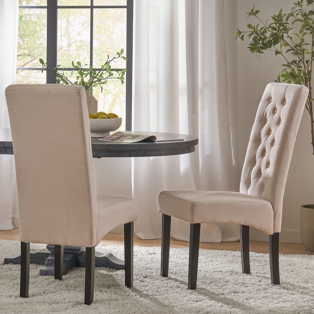 Tall back Natural Fabric Dining Chair (Set of 2) by Christopher Knight Home