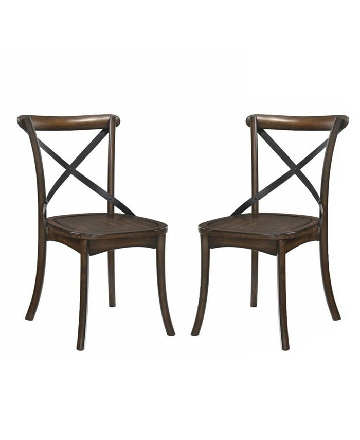 Simple Relax Set of 2 Wood Side Chairs in Dark Oak and Black