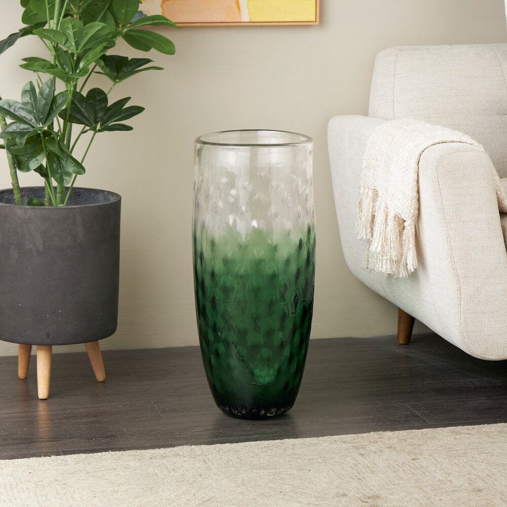 Green Glass Handmade Ombre Vase