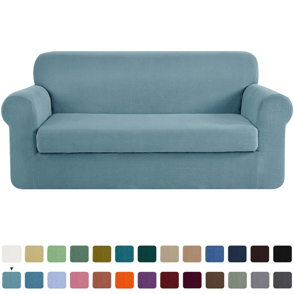 CHUN YI 2 Piece Stretch Loveseat Slipcover Checks Couch Cover