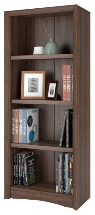 Atlin Designs 59 quotTall 4 Shelf Bookcase in Black Faux Woodgrain   Transitional   Bookcases   by Homesquare  Houzz