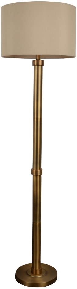 Decor Therapy Zadar Brass Floor Lamp with Drum Shade， Beige