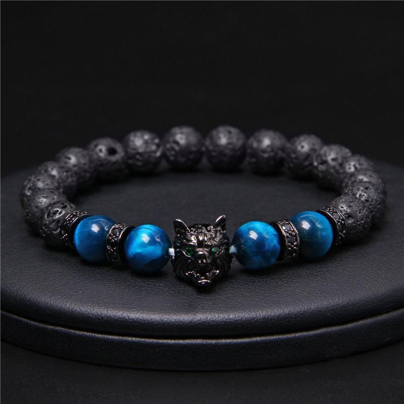 Wolf Head Tiger Eye Bracelet