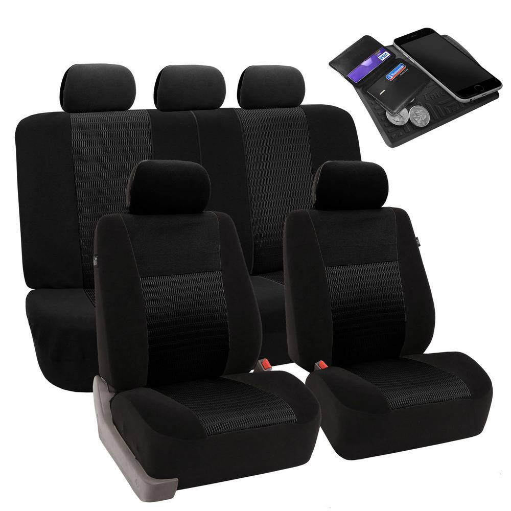 FH Group Fabric 47 in. x 23 in x 1 in. Deluxe 3D Air Mesh Full Set Seat Covers DMFB060BLACK115