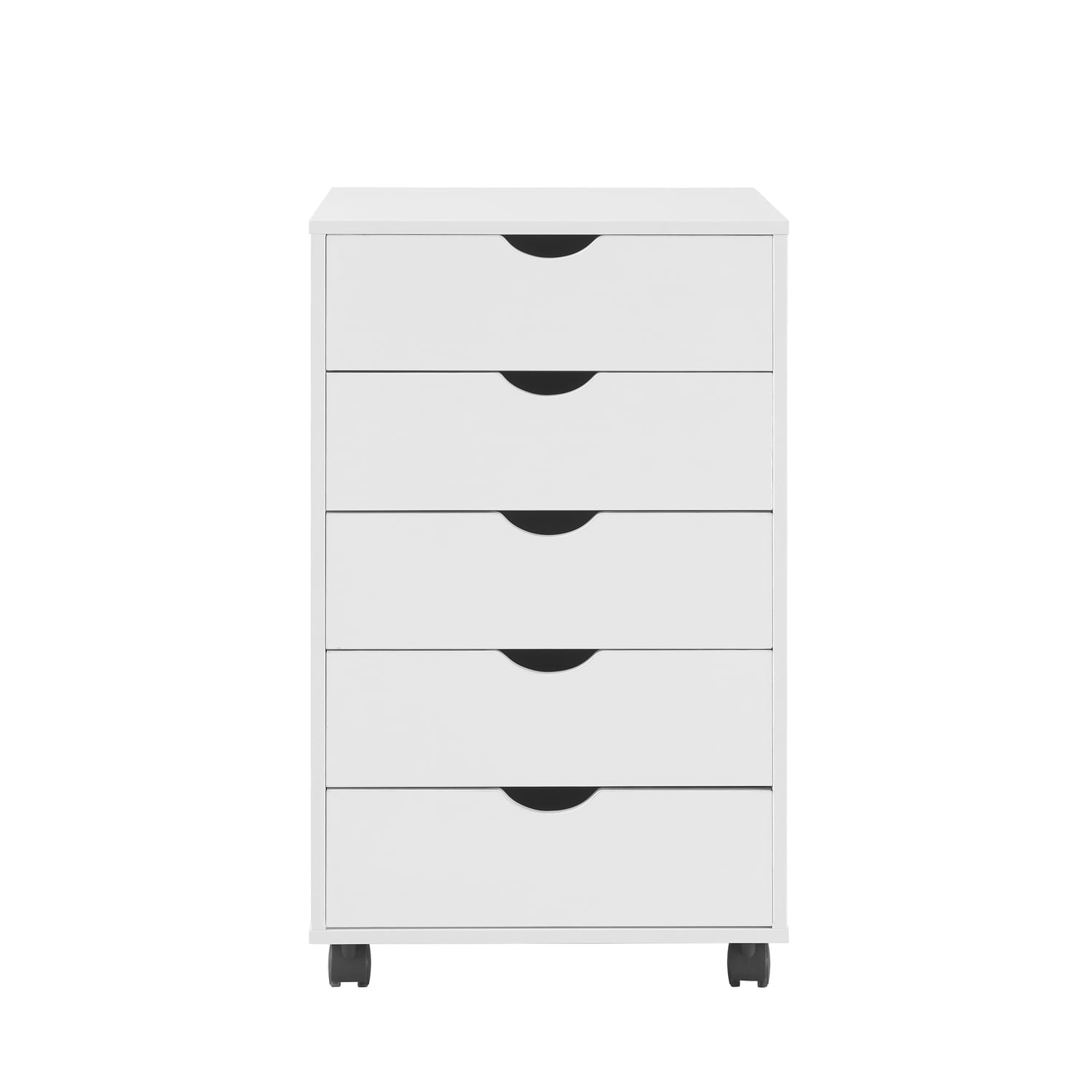 Naomi Home 5 Drawer Dresser, Tall Dressers for bedroom, Kids dresser with Wheels, Durable Storage dresser, Small Dresser for Closet, Makeup dresser with 180 lbs Capacity – White