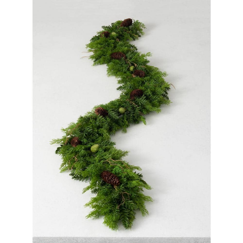 6 ft. Green Cedar and Hemlock Unlit Artificial Christmas Garland GD1417