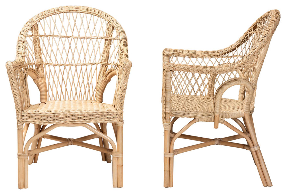 Eli Natural Rattan Accent Chairs  Set of 2   Tropical   Armchairs And Accent Chairs   by Baxton Studio  Houzz