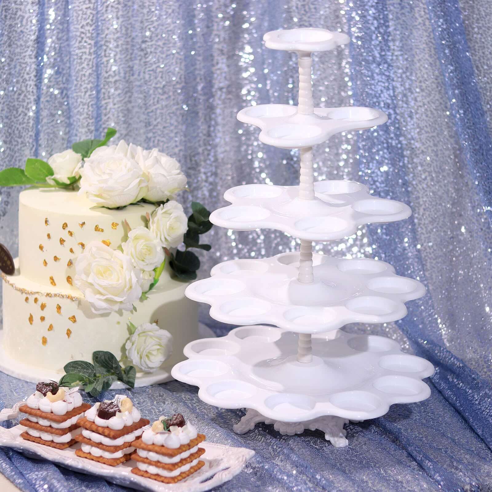 5-Tier Scallop Edge 27-Cupcake Holder Stand, Dessert Display Tower 18