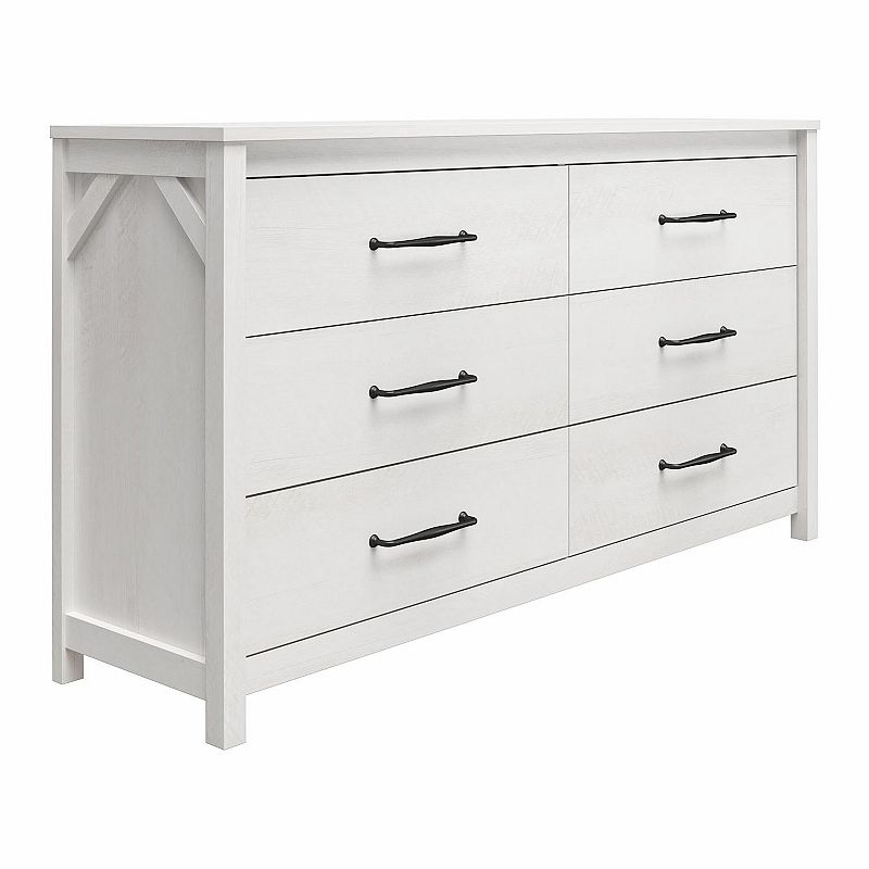 Ameriwood Home Augusta 6-Drawer Wide Dresser with Easy SwitchLock Assembly