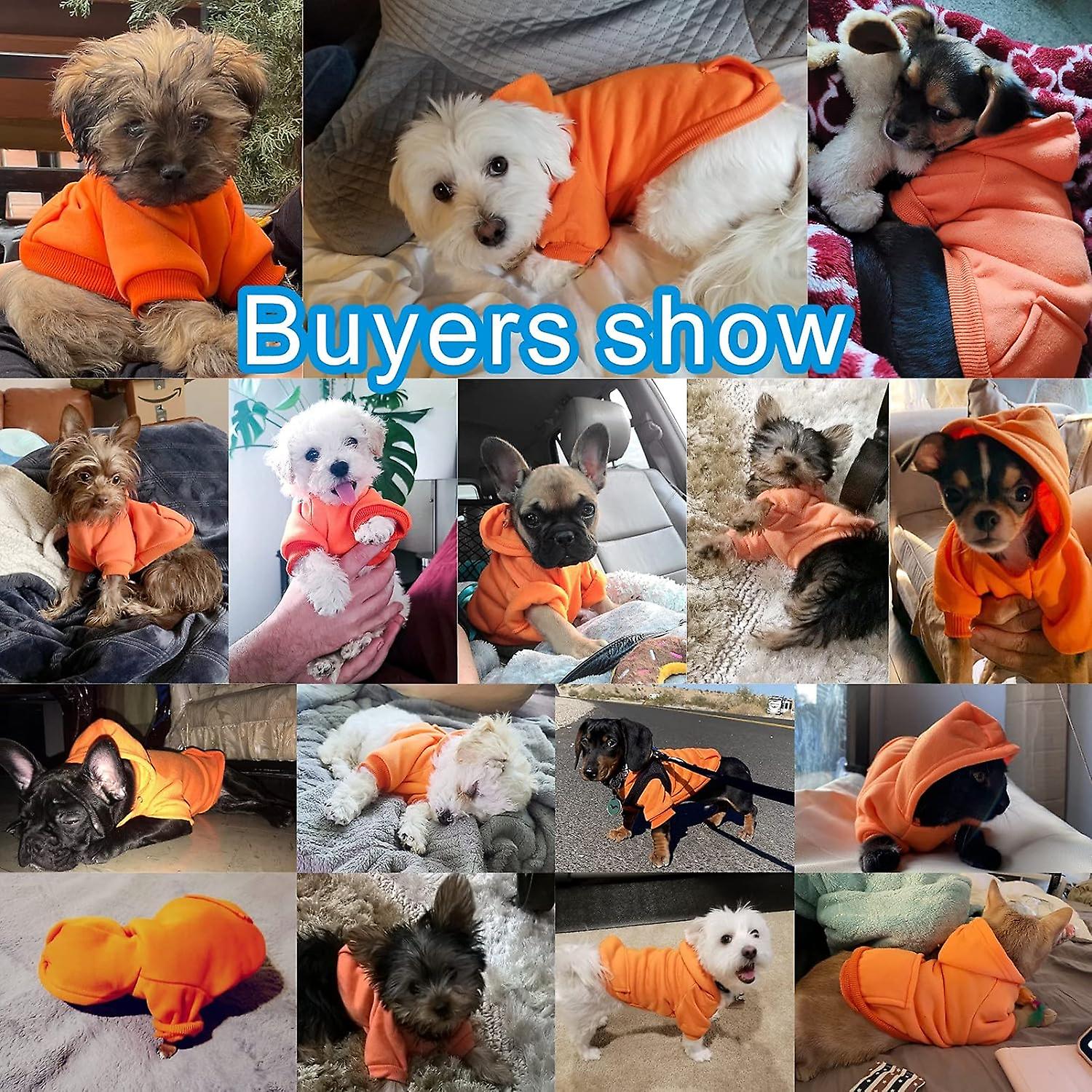 Winter Dog Hoodie Sweatshirts With Pockets Warm Dog Clothes For Small Dogs Chihuahua Coat Clothing Puppy Cat Custume (large， Orange)