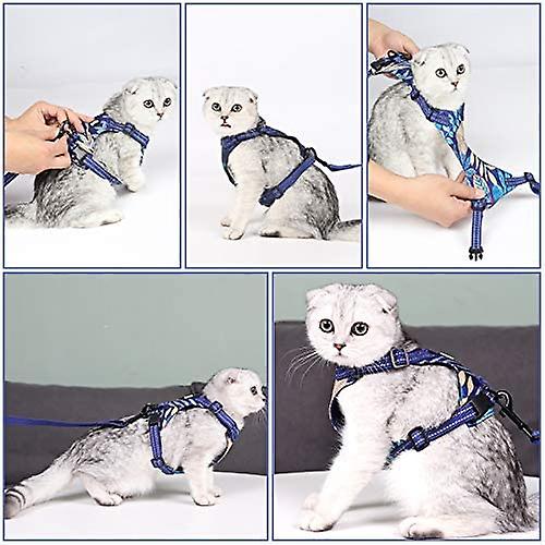 Cat Harness And Leash Set， Escape Proof Safe Kitten Vest Harness For Walking， Step In Adjustable Soft Breathable Mesh Harness With Reflective Strip， S