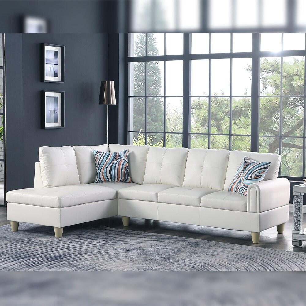 Star Home Living Leather white 2 pieces sofa set left facing