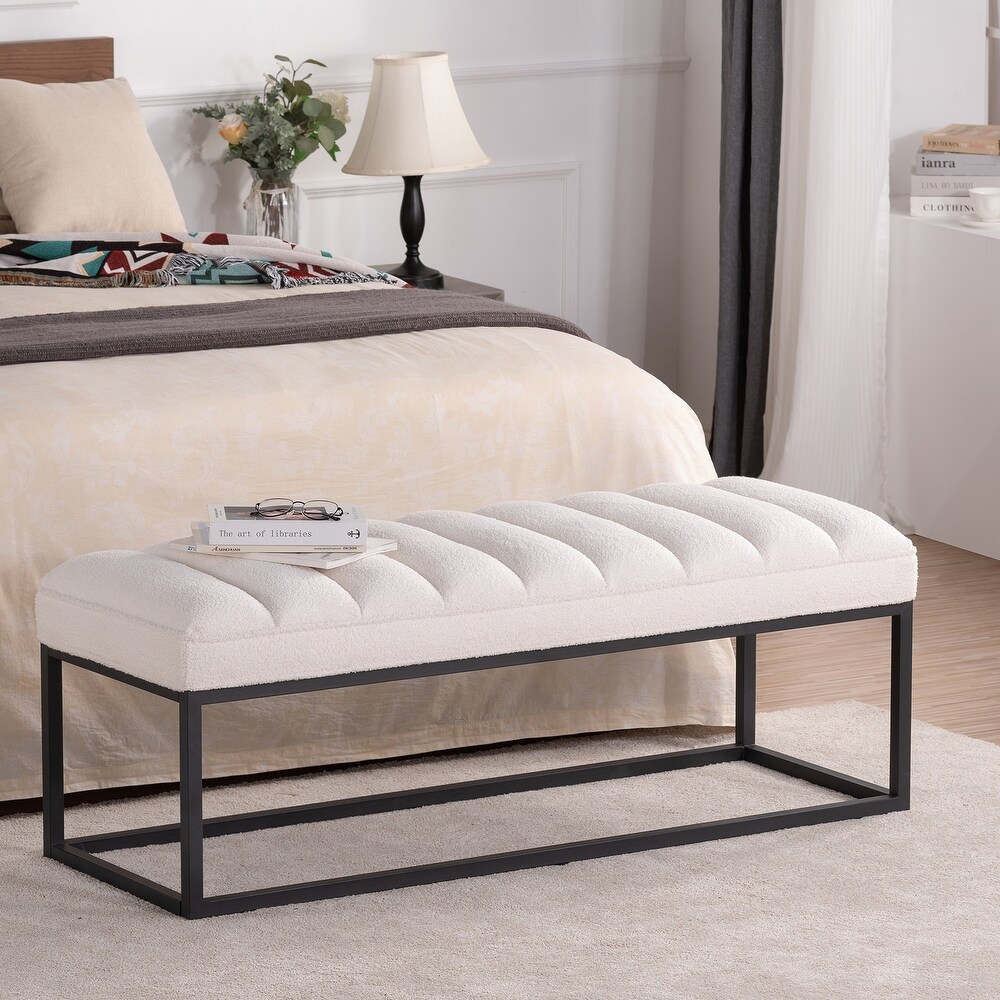 Metal Base Upholstered Bench for Bedroom and Entryway