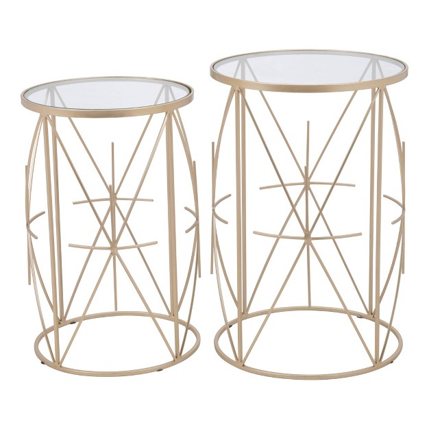 Set Of 2 Heritage Side Tables Clear gold Zm Home