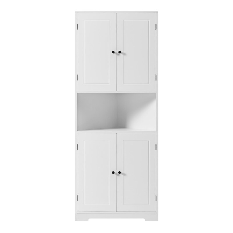 Corner Cabinet Bathroom Storage Cabinet with Doors and Adjustable Shelf