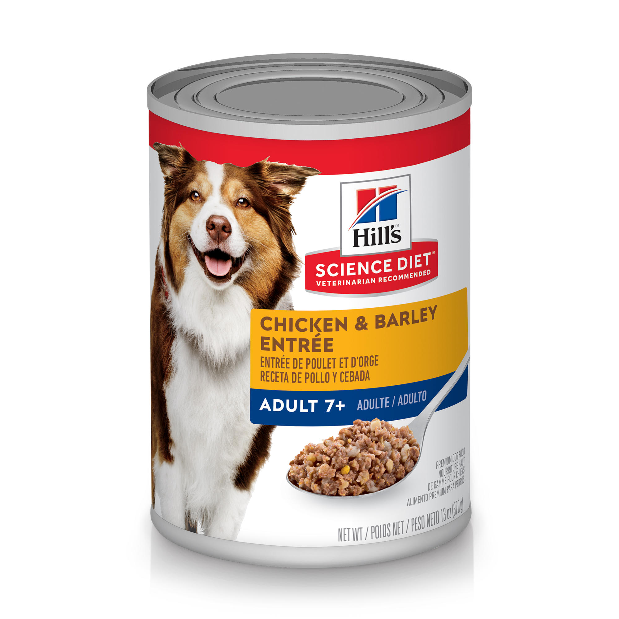 Hill's Science Diet Adult 7+ Chicken  Barley Entree Canned Dog Food， 13 oz.， Case of 12