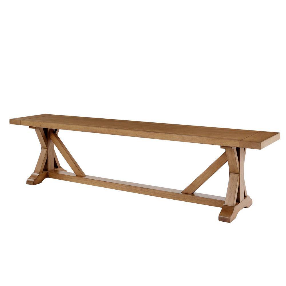 Home Decorators Collection Aberwood Patina Oak Finish Wood Trestle Dining Bench (75 in. W x 18 in. H) DP18020-P